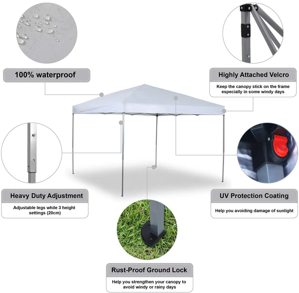 SUGIFT Ez Pop-up Canopy Tent with Bag 10x10 White T725