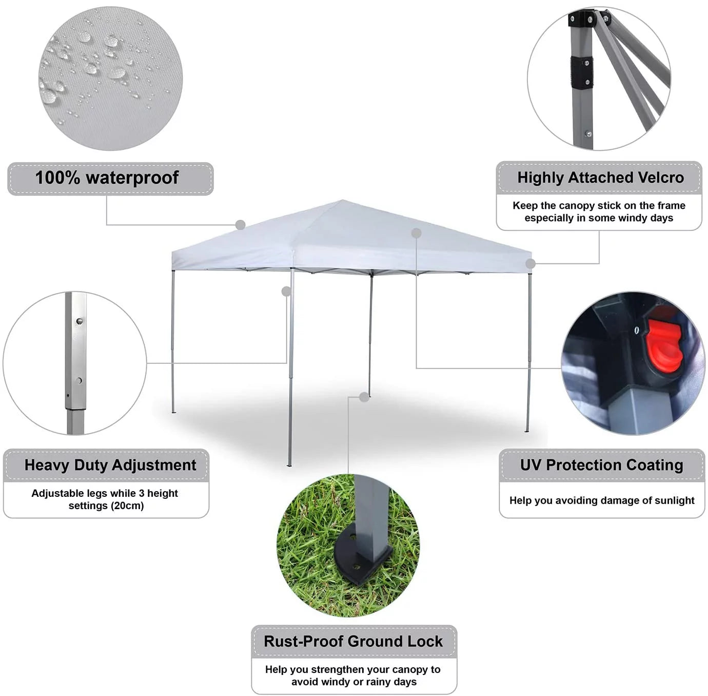 SUGIFT Ez Pop-up Canopy Tent with Bag 10x10 White T725