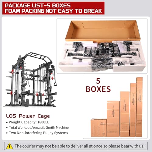 Power Cage Smith Machine Power Rack with Cable Crossover for Home Gym X175525