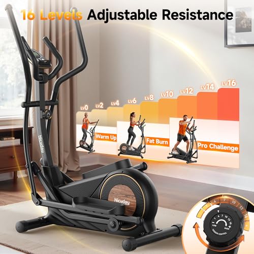 Niceday Elliptical Machine for Home, Magnetic Trainer with 16 Resistance Levels Q78334