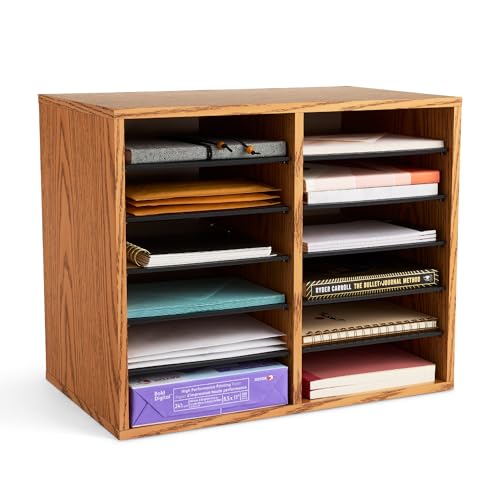 Safco Wooden Paper and Mail Organizer, Adjustable Shelves, Stackable B285