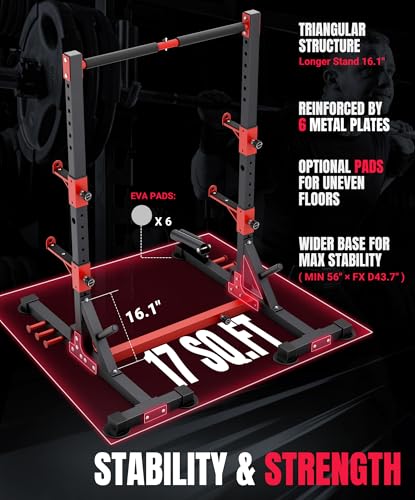 YOLEO Squat Rack with Adjustable Pull-Up Bar & Safety Arms for Home Gym S83351