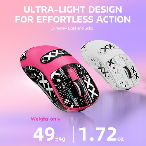 ATTACK SHARK X3 Wireless Gaming Mouse, 49g Ergonomic, PAW3395 26K DPI, White C238377