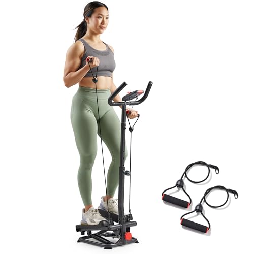 Sunny Health & Fitness 2-in-1 Smart Stepper Machine with Resistance Bands T171583