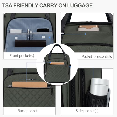 EMPSIGN Underseat Carry On Wheeled 16" Lightweight Rolling Bag for Travel, Black B8919