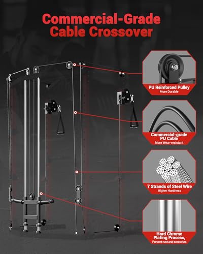 Power Cage with Cable Crossover System for Home Gym, 1600LBS Capacity J50127