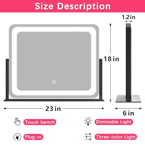 Vanity Mirror with Lights, 12.6"×15" LED Makeup Mirror, Touch Control Dimmable D52089
