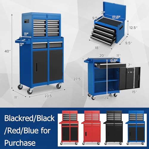 Goplus 5-Drawer Rolling Tool Chest with Lockable Wheels, Gray Z601390