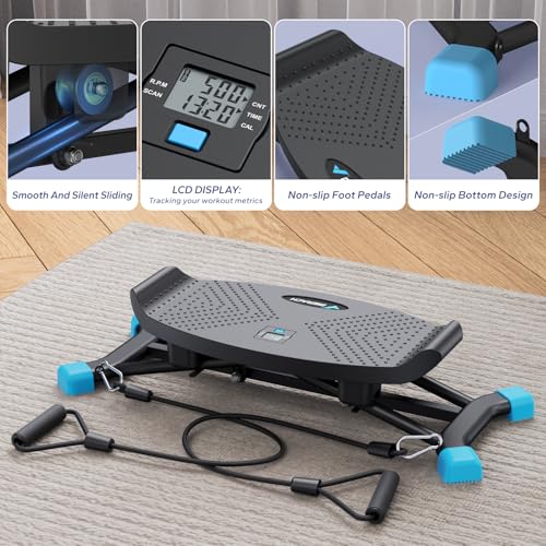 MERACH Balancing Machine for Full Body Workout, Sliding Ski Simulator with Resistance Bands, Black W4429