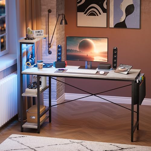 Bestier Gaming Desk with LED Lights, 51.3 Inch Computer Desk Q970