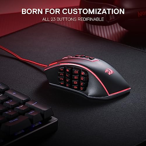 Redragon M908 Impact RGB MMO Gaming Mouse with 12 Side Buttons, 12400 DPI U713989