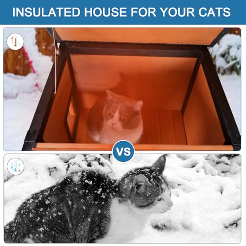 Outdoor Cat House Weatherproof Winter Enclosure for Feral Cats W562161