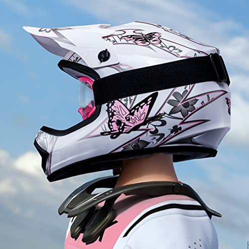 SLMOTO Dot Youth Kids Motocross Offroad Helmet with Goggles and Gloves Blue Skull D851858