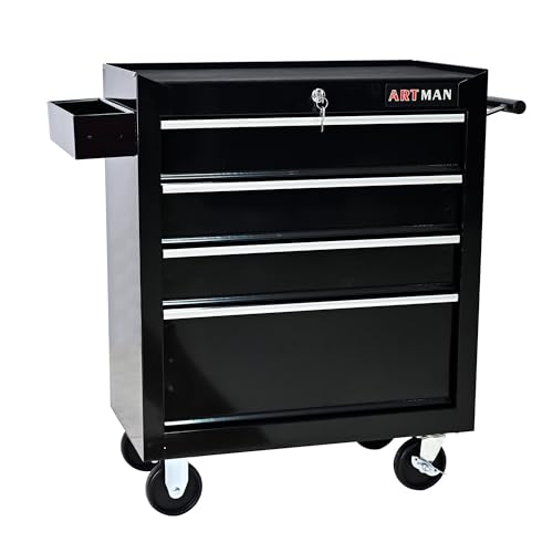 6-Drawer Rolling Tool Chest Cabinet with Wheels and Locking, Black W270288