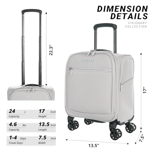 Verage Under Seat Luggage with Wheels, Softside Spinner Carry On, Navy 14-Inch A51804
