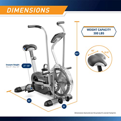 Marcy Air-Resistance Exercise Fan Bike with Dual Action Handlebars R489523