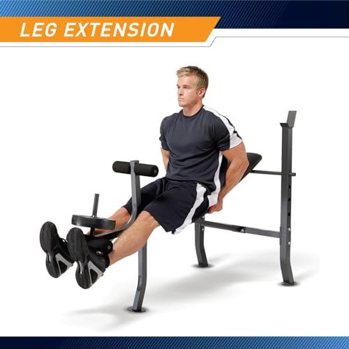 Marcy Standard Weight Bench with Vinyl-Coated Weight Set for Home Gym O2680