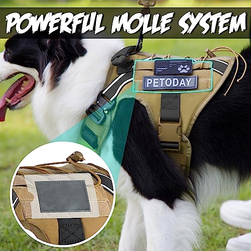 PETODAY Tactical Dog Harness for Large Dogs, Heavy Duty with Handle, Black T996311