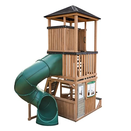 KidKraft Panorama Tower Three-Story Wooden Outdoor Playhouse with Slide G9119