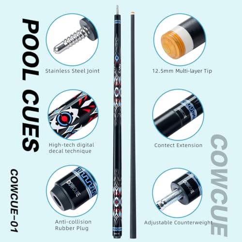 CRICAL Carbon Fiber Pool Cue Stick 58" with 12.5mm Tip J317692