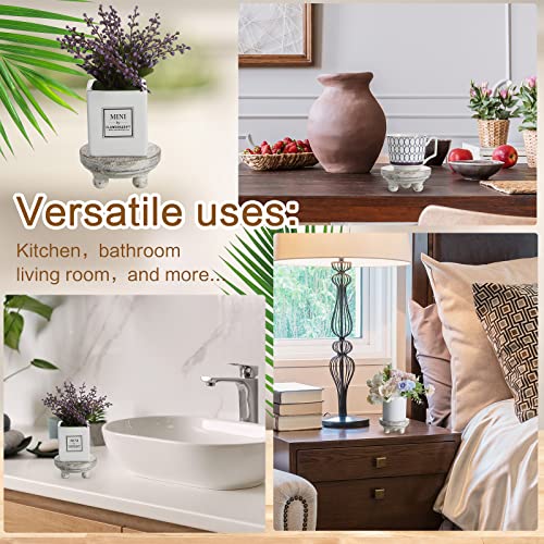 Set of 2 Mini Wood Risers for Decor Round Wooden Stand Farmhouse Brown E6802