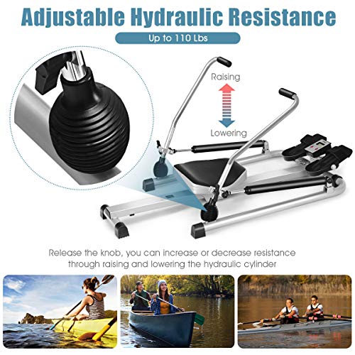 GYMAX Rowing Machine for Home, 265LBS Capacity, Adjustable Resistance, LCD Monitor B808