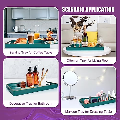 Gifturbo Blue Serving Tray with Handles, Rectangular Plastic Tray J15614