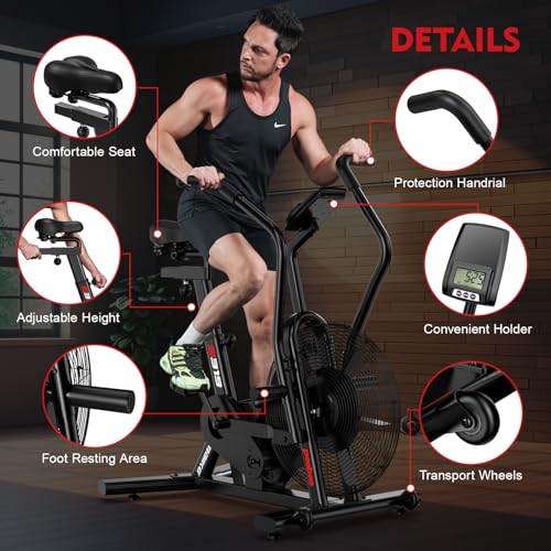 pooboo Exercise Bike, Stationary Bike for Home Gym with Bluetooth Fan N175