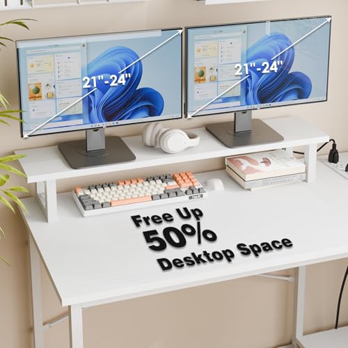 Fixwal L Shaped Gaming Desk with Power Outlets and LED Lights, Rustic Brown J2138