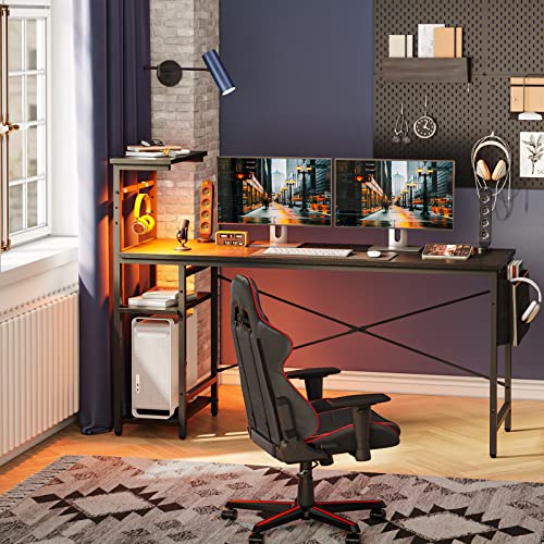 Bestier Gaming Desk with LED Lights, 51.3 Inch Computer Desk Q970