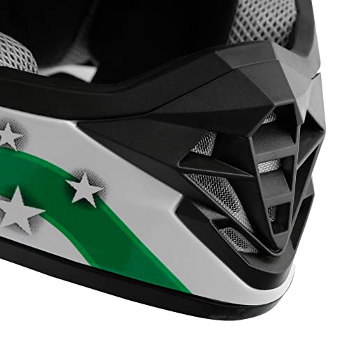 SLMOTO Dot Youth Kids Motocross Offroad Helmet with Goggles and Gloves Blue Skull D851858