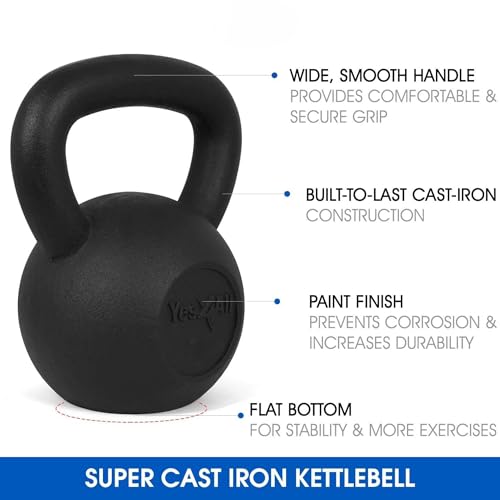 Yes4All 5-80 lbs Cast Iron Kettlebell for Strength Training M7531
