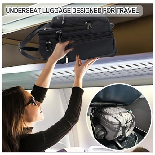 EMPSIGN Underseat Carry On Wheeled 16" Lightweight Rolling Bag for Travel, Black B8919