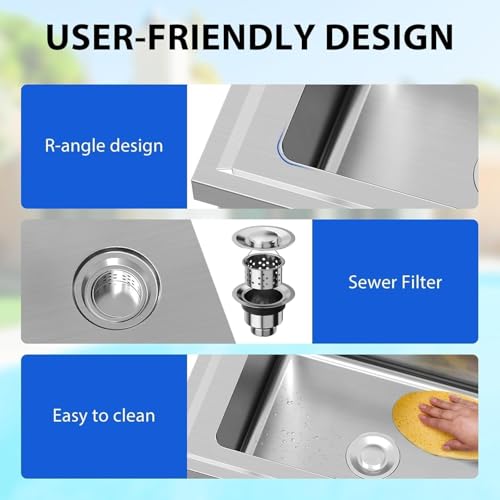 Stainless Steel Utility Sink with Faucet, Freestanding Single Bowl Y312305
