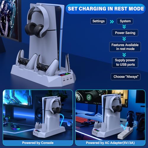PS5 Slim/Pro Cooling Station with Controller Charger, White M8682