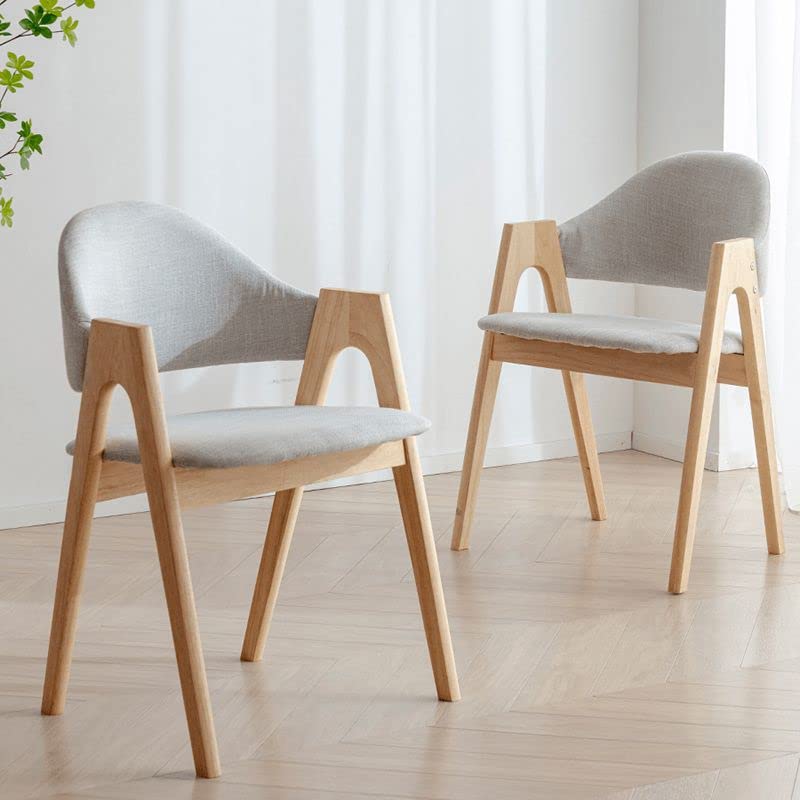CraftThink Modern Dining Chairs 4-Piece Upholstered Arm Chair Natural Wood Side Chair Brown Walnut P293