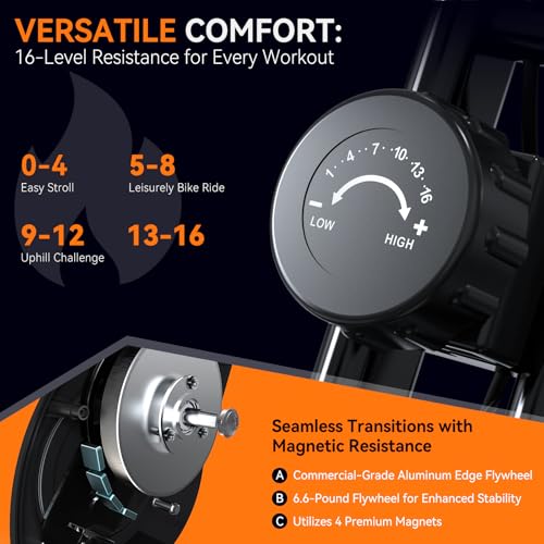 Foldable Exercise Bike with 16-Level Magnetic Resistance for Home T532