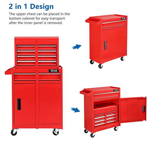 TUFFIOM 5-Drawer Rolling Tool Chest with Lockable Wheels X4579