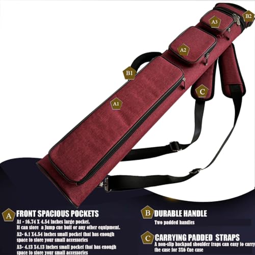 Champion Nylon/Leatherette Billiard Pool Cue Stick Hard Carrying Case Y844595
