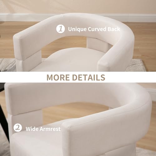 Shunzhi Modern Barrel Accent Chair Linen Upholstered Beige R64554