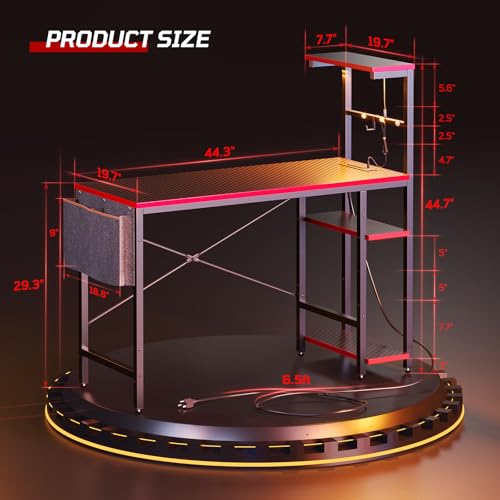 Bestier Gaming Desk with LED Lights, 51.3 Inch Computer Desk Q970