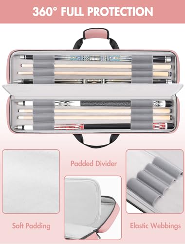 Pool Cue Case 4x5 with Pockets, Soft Padded Billiard Cue Bag A2212