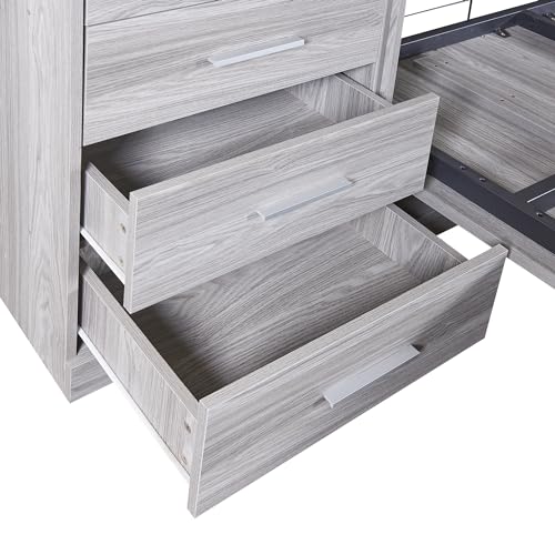 Queen Size Solid Pine Murphy Bed Chest with Charging Station and Storage Drawer K498