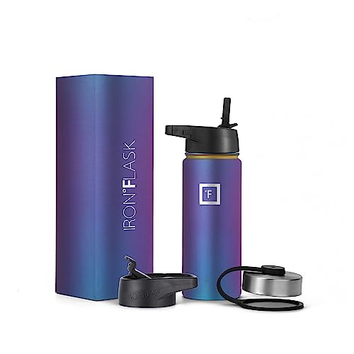 IRON °FLASK Stainless Steel Insulated Water Bottle with 3 Lids, 40 oz U19688