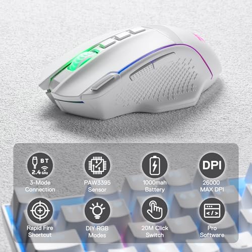 Redragon M810 Pro Wireless Gaming Mouse, 10000 DPI, RGB Backlit K36063