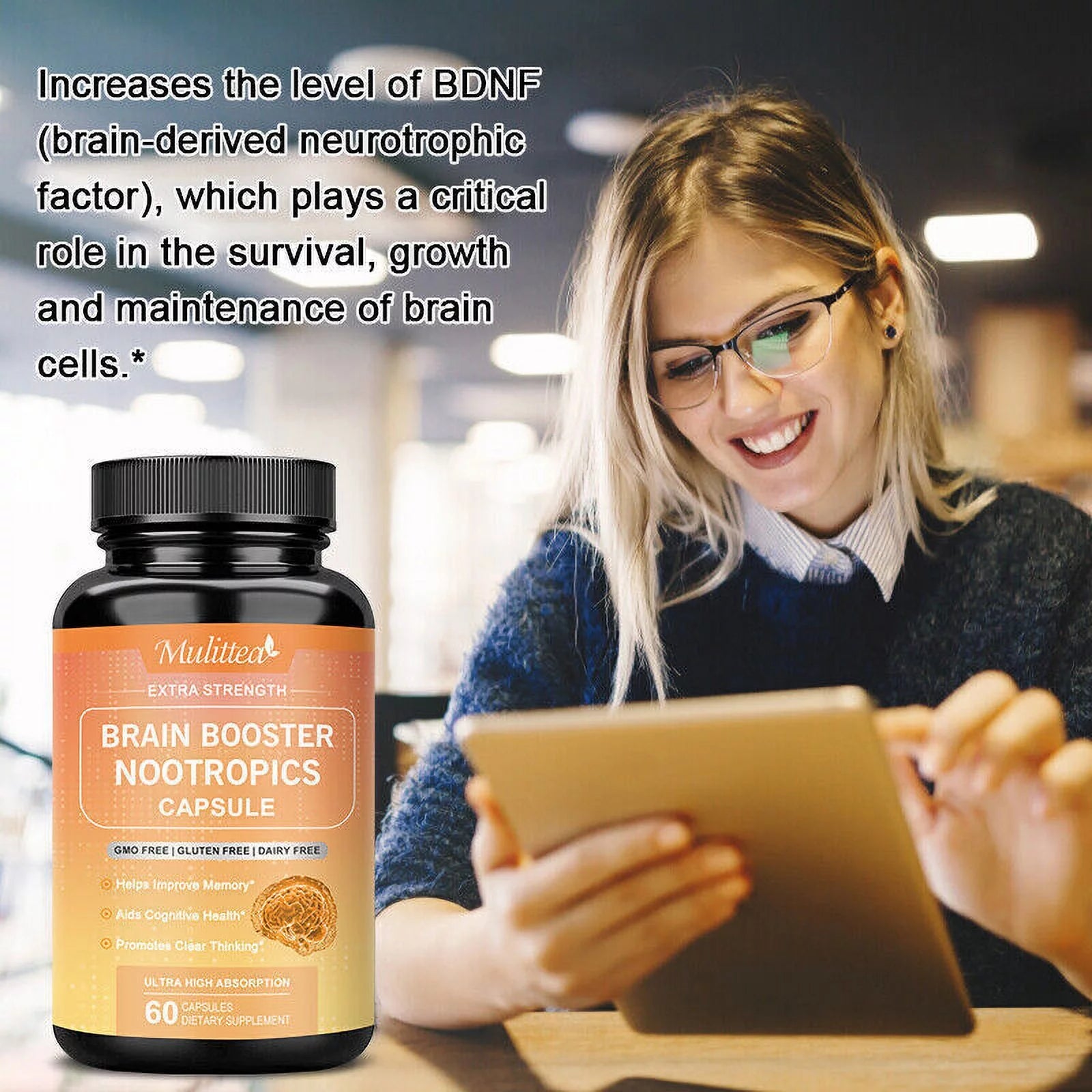 Brain Supplements Nootropics Memory Focus Pills 60 Capsules L170