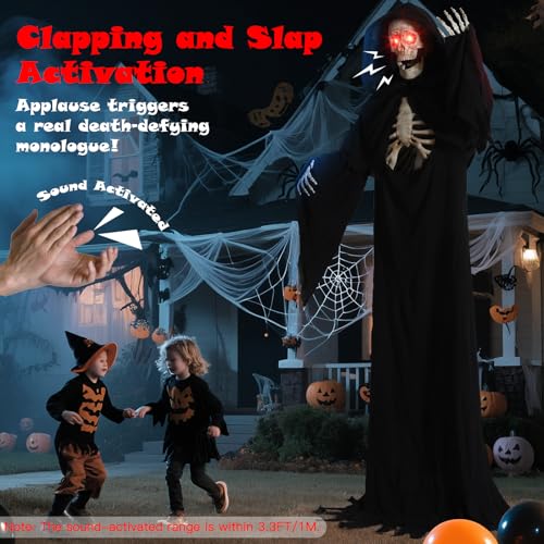 Quntis Halloween Animatronics Grim Reaper Outdoor Decoration 7FT A36398