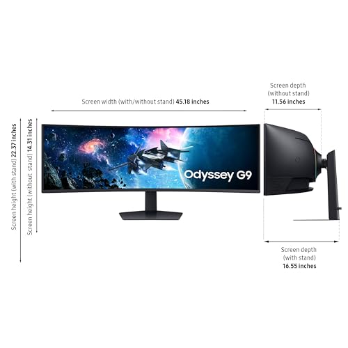 SAMSUNG 49" Odyssey G9 (G95C) DQHD 1000R Curved Gaming Monitor, 240Hz, 1ms, DisplayHDR 1000 L9256