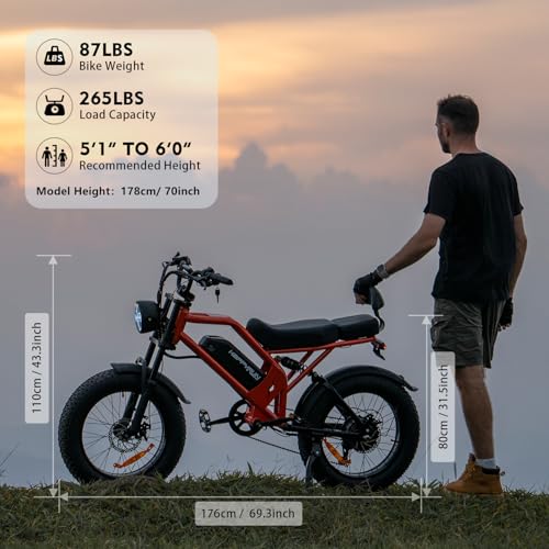 G52 Electric Bike for Adults, 1500W Motor, 48V 18Ah Battery, 20" Fat Tire P6609