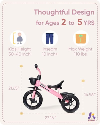 KRIDDO Kids Tricycle for Toddlers Age 2-5 Years, Blue P72011
